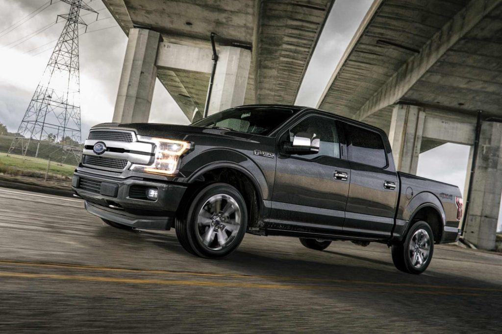 F-150 Platinum parked under a bridge